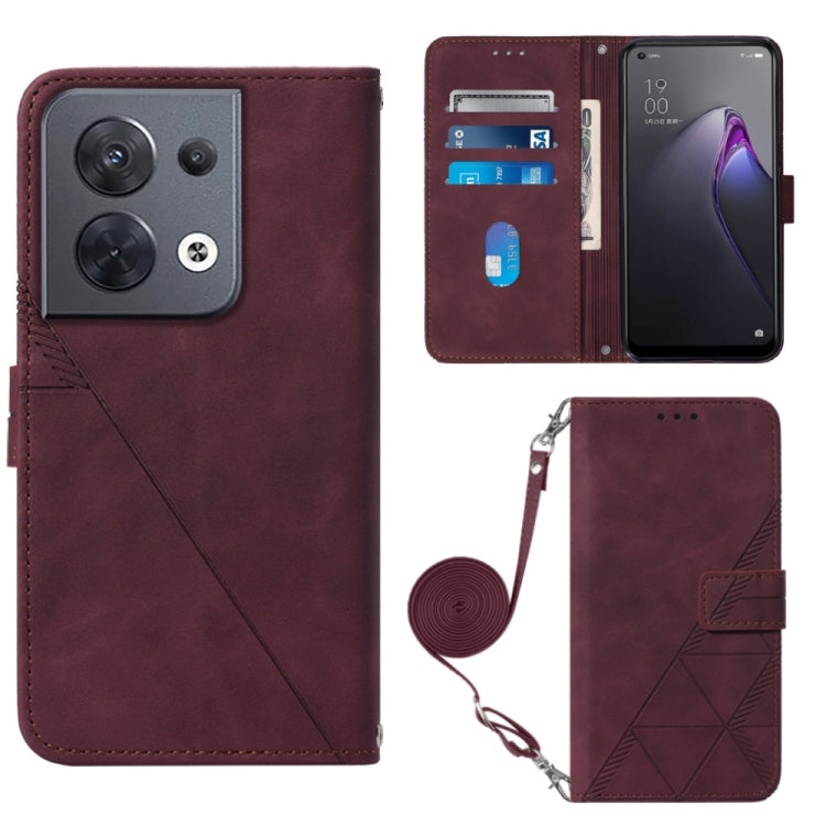 Custodia per cellulare in pelle con flip in rilievo 3D a tracolla per OPPO