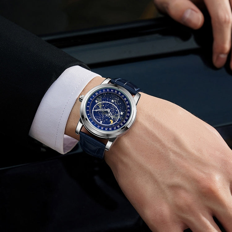 Orologio meccanico impermeabile con cinturino in pelle Sanda 7001