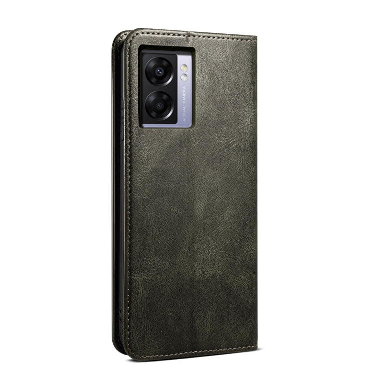 Custodia in pelle con trama cavallo pazzo per OPPO A57 e Realme Q5i V23 Narzo 50