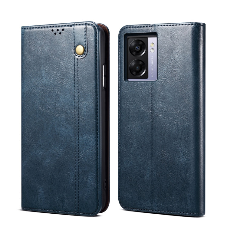 Custodia in pelle con trama cavallo pazzo per OPPO A57 e Realme Q5i V23 Narzo 50