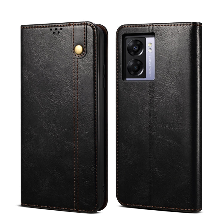 Custodia in pelle con trama cavallo pazzo per OPPO A57 e Realme Q5i V23 Narzo 50