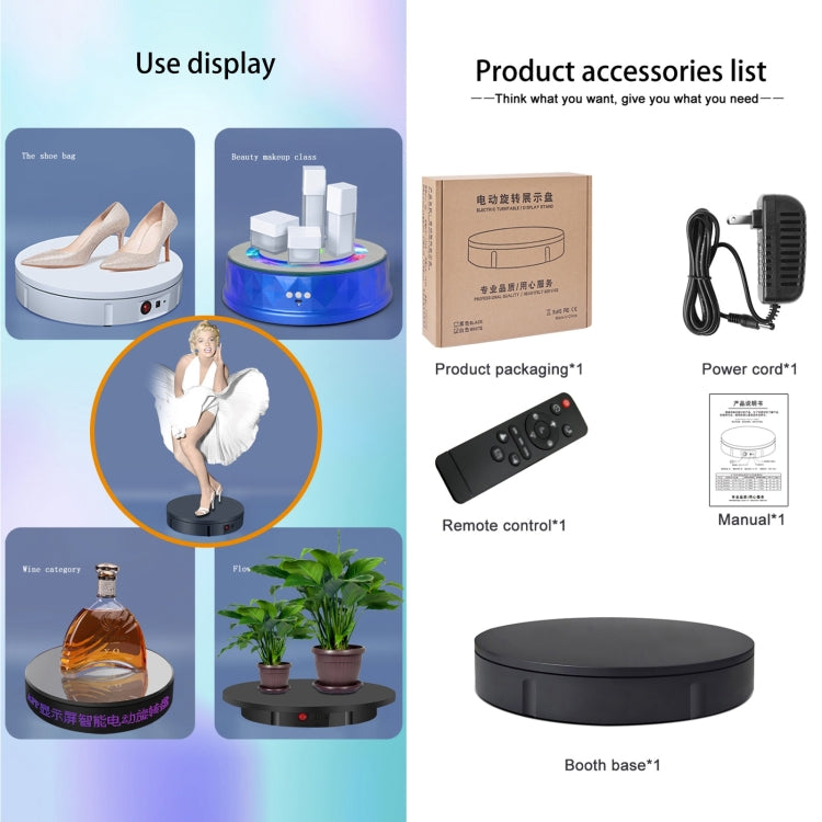 Giradischi girevole per riprese video con supporto girevole da 30 cm, carico: 100 kg, EU Plug, 30cm , Charging Power, US Plug, 30cm , Charging Power, UK Plug, 30cm , Charging Power, AU Plug, 30cm, Charging Power, US Plug, 30cm, Charging Power, UK Plug ...