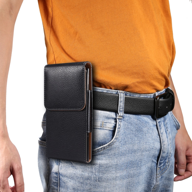 Marsupio portatile in pelle con texture Litchi per smartphone 6,9 pollici o