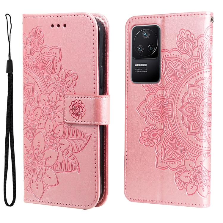 Custodia in pelle goffrata con fiori a 7 petali per Xiaomi Redmi K40S e Note 11T