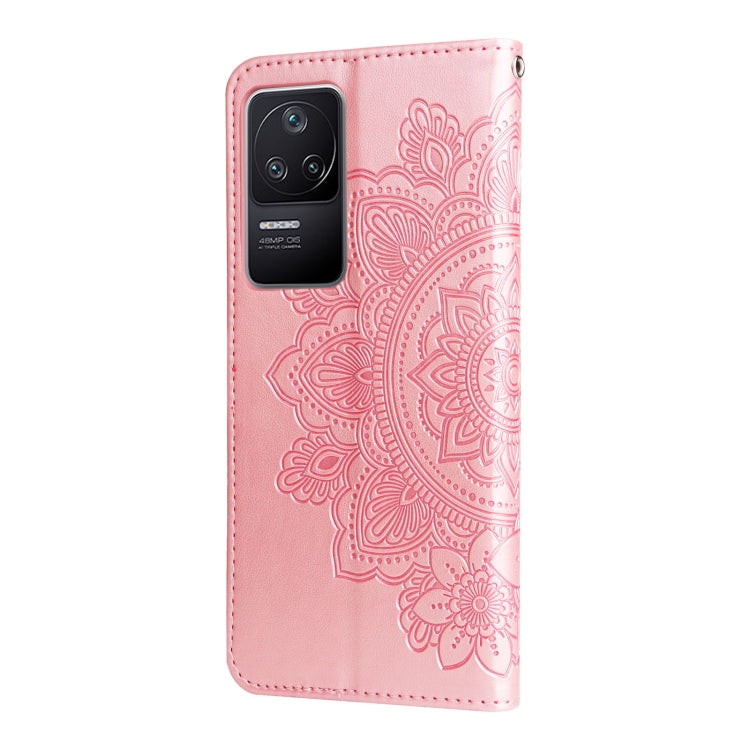 Custodia in pelle goffrata con fiori a 7 petali per Xiaomi Redmi K40S e Note 11T
