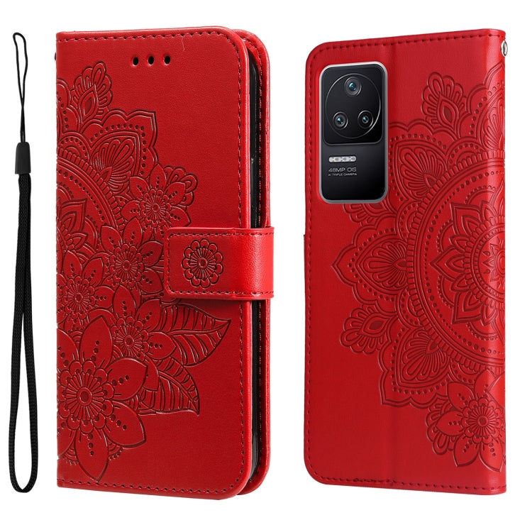 Custodia in pelle goffrata con fiori a 7 petali per Xiaomi Redmi K40S e Note 11T