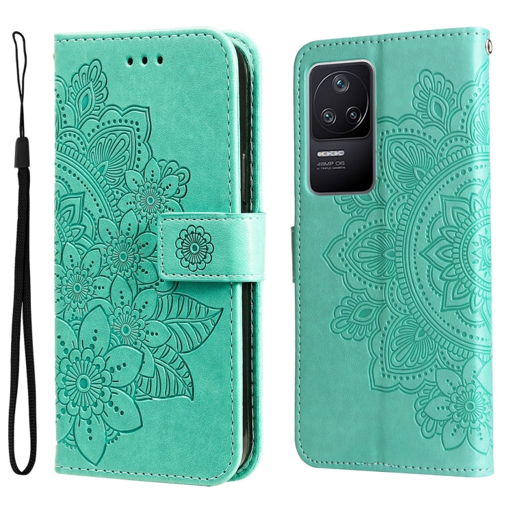 Custodia in pelle goffrata con fiori a 7 petali per Xiaomi Redmi K40S e Note 11T