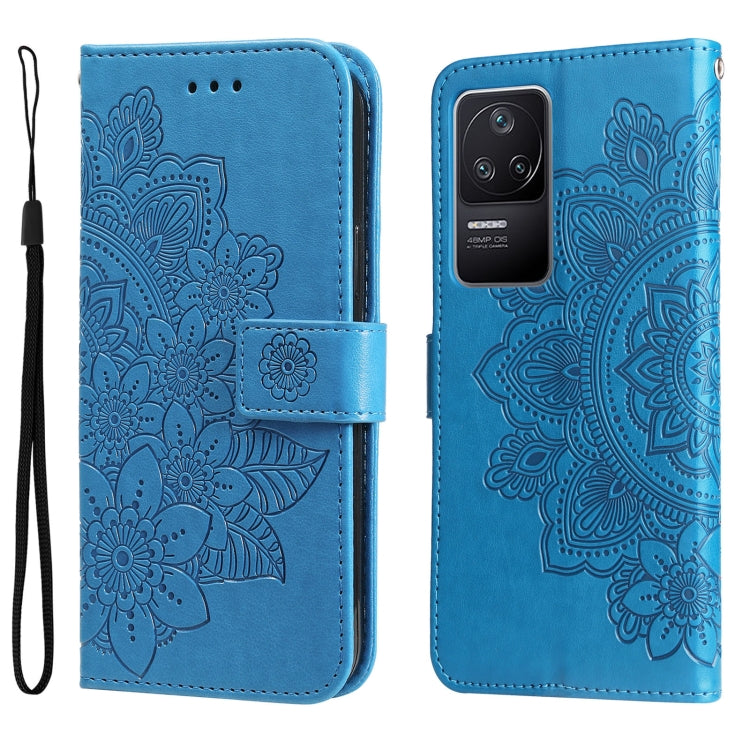 Custodia in pelle goffrata con fiori a 7 petali per Xiaomi Redmi K40S e Note 11T