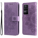 Custodia in pelle goffrata con fiori a 7 petali per Xiaomi Redmi K40S e Note 11T