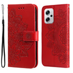 Custodia in pelle goffrata con fiori a 7 petali per Xiaomi Redmi K40S e Note 11T