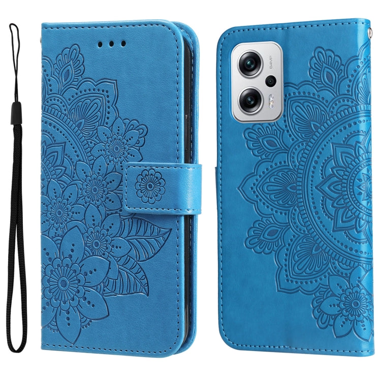 Custodia in pelle goffrata con fiori a 7 petali per Xiaomi Redmi K40S e Note 11T