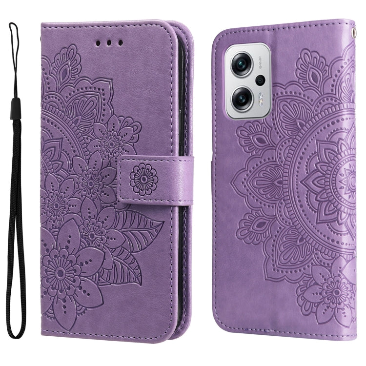 Custodia in pelle goffrata con fiori a 7 petali per Xiaomi Redmi K40S e Note 11T