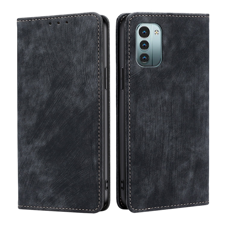 Custodia in pelle magnetica con spazzola antifurto per Nokia G21/G11
