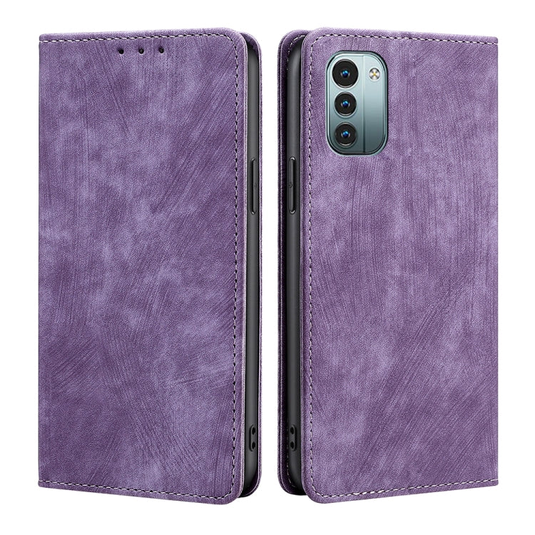 Custodia in pelle magnetica con spazzola antifurto per Nokia G21/G11