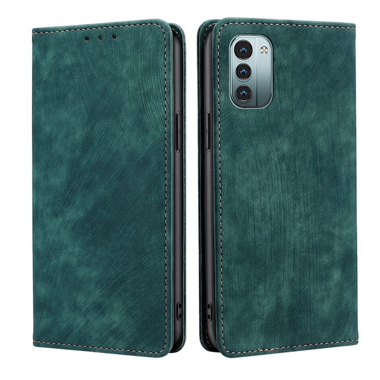Custodia in pelle magnetica con spazzola antifurto per Nokia G21/G11