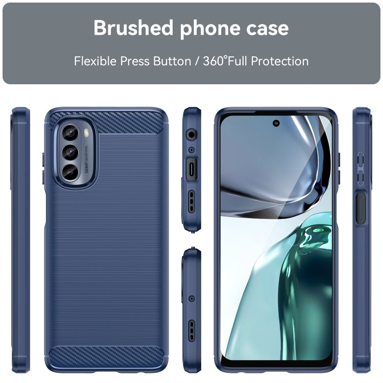Custodia TPU in fibra di carbonio con trama spazzolata per Motorola Moto G62 5G