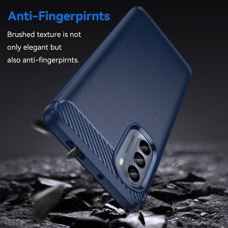 Custodia TPU in fibra di carbonio con trama spazzolata per Motorola Moto G62 5G