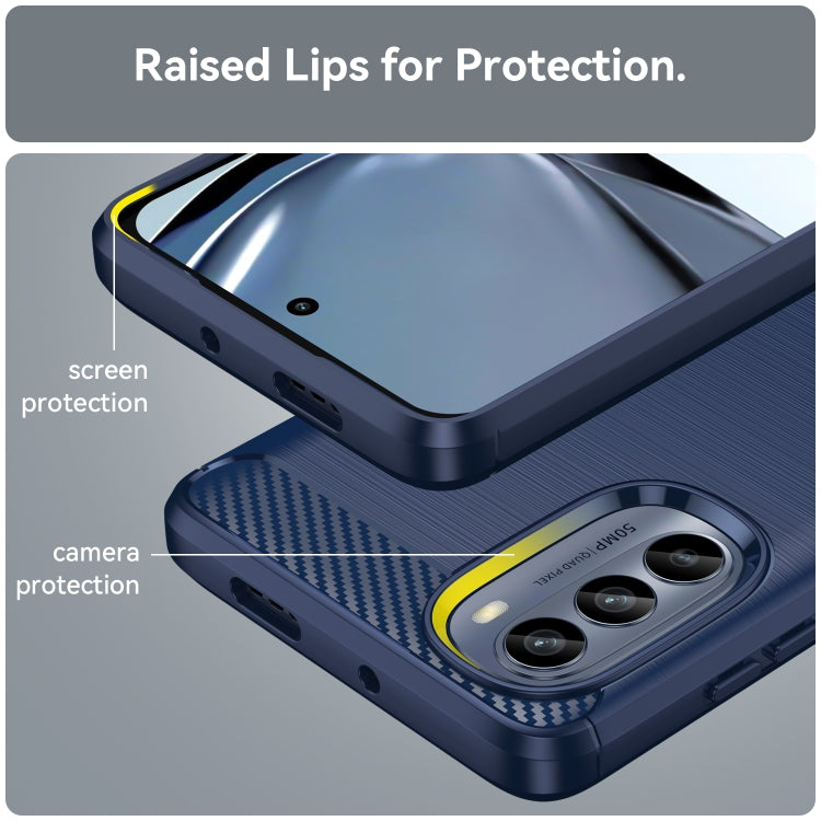 Custodia TPU in fibra di carbonio con trama spazzolata per Motorola Moto G62 5G