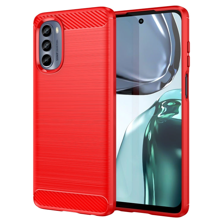Custodia TPU in fibra di carbonio con trama spazzolata per Motorola Moto G62 5G