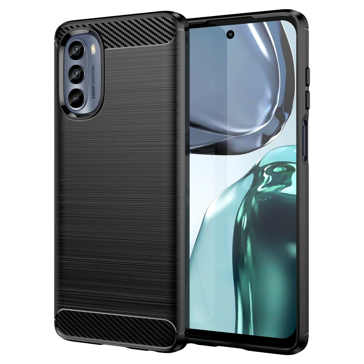 Custodia TPU in fibra di carbonio con trama spazzolata per Motorola Moto G62 5G