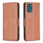 Custodia in pelle con trama di pelle di agnello per Motorola Moto G42 4G