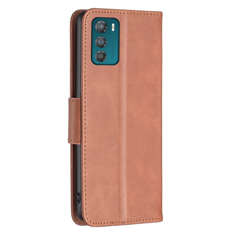 Custodia in pelle con trama di pelle di agnello per Motorola Moto G42 4G