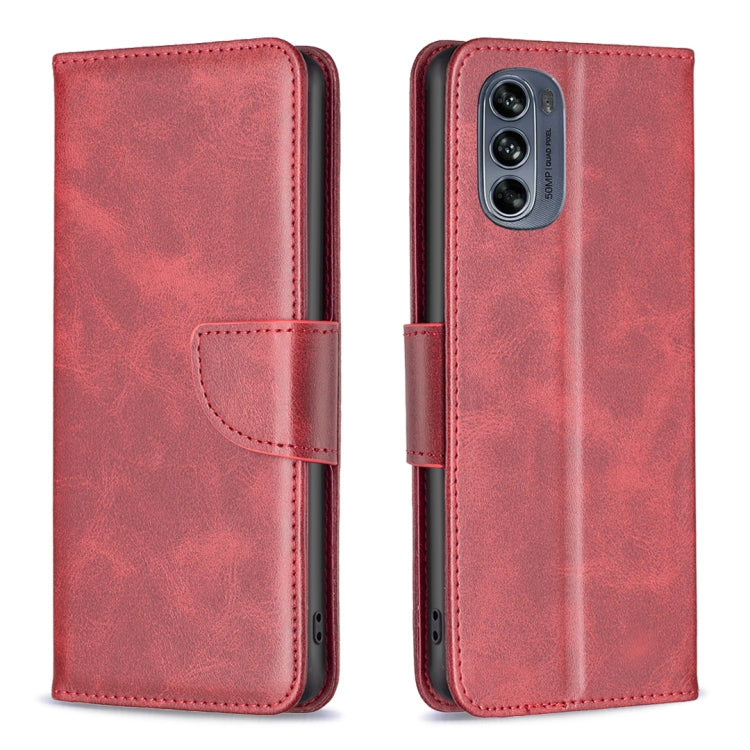 Custodia in pelle con trama di pelle di agnello per Motorola Moto G42 4G