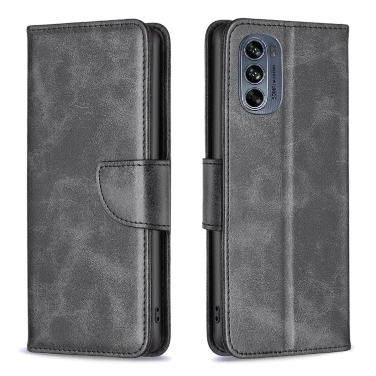Custodia in pelle con trama di pelle di agnello per Motorola Moto G42 4G