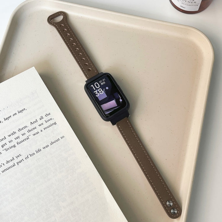 Cinturino in pelle con doppio rivetto per Xiaomi Mi Band 7 Pro