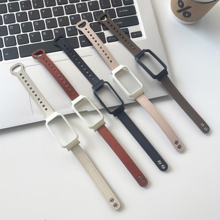 Cinturino in pelle con doppio rivetto per Xiaomi Mi Band 7 Pro