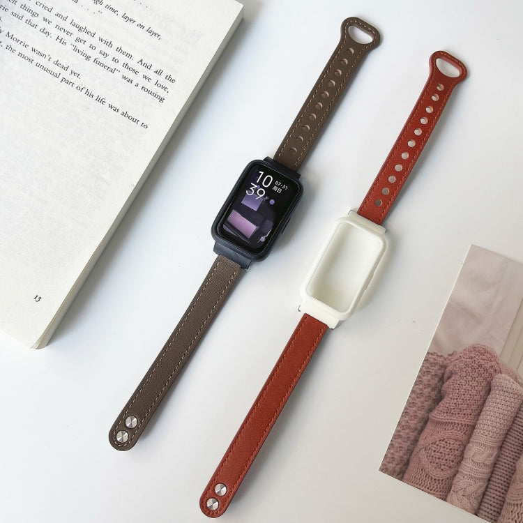 Cinturino in pelle con doppio rivetto per Xiaomi Mi Band 7 Pro