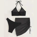 Set 3 in 1 Costume da bagno donna bikini e gonna corta