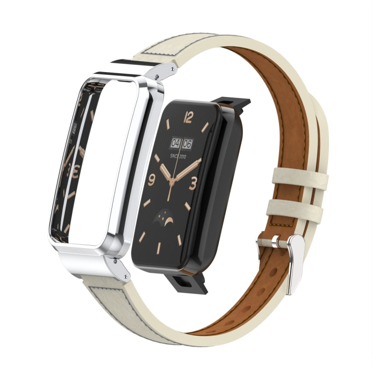 Cinturino in pelle con montatura metallo per Xiaomi Mi Band 7 Pro
