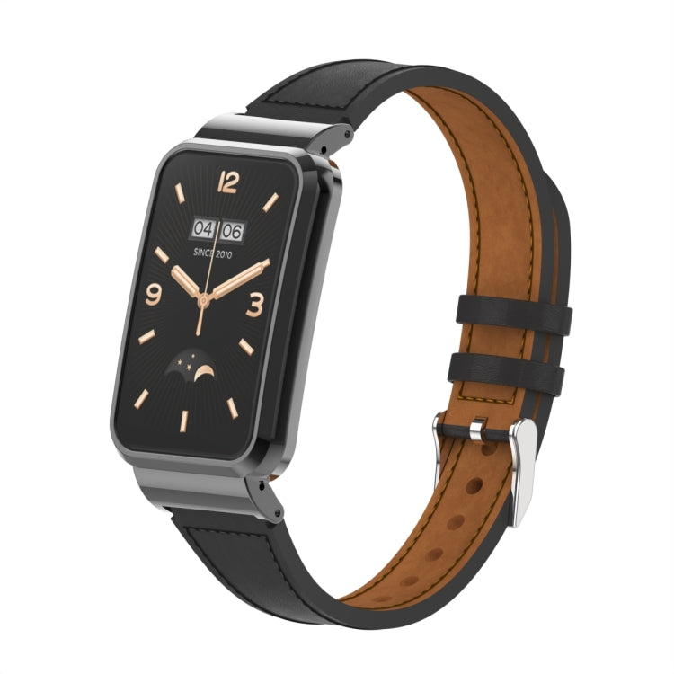Cinturino in pelle con montatura metallo per Xiaomi Mi Band 7 Pro