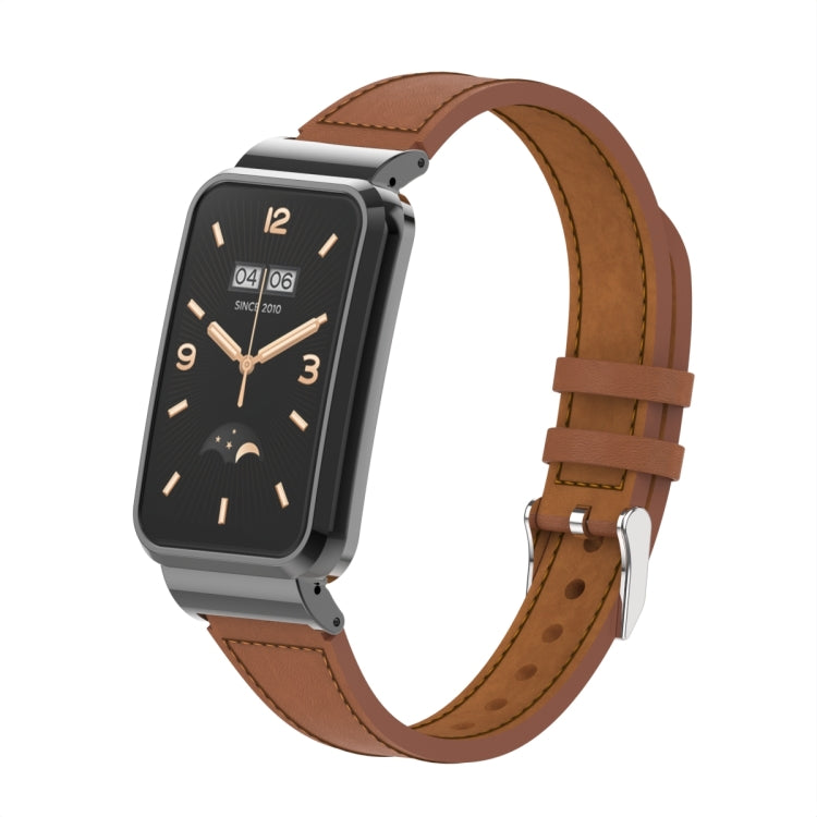 Cinturino in pelle con montatura metallo per Xiaomi Mi Band 7 Pro