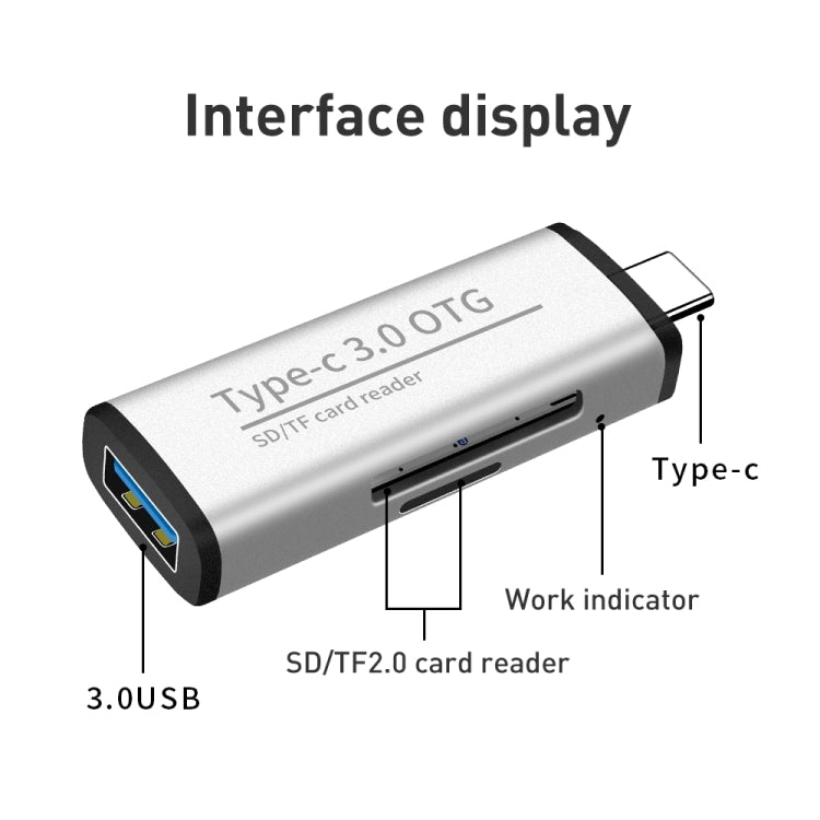 Lettore schede OTG USB 3.0 tipo-C per Micro SD e SD