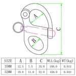 Grillo fisso a molla in acciaio inox 316, 35mm e 52mm