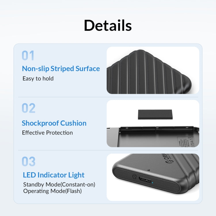 Custodia esterna ORICO 2,5 pollici per HDD/SSD SATA