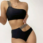 Costume da bagno donna bikini vita alta con spacco
