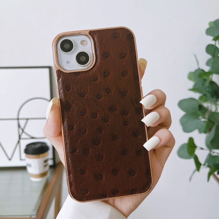 Custodia in vera pelle con texture di struzzo per iPhone 14