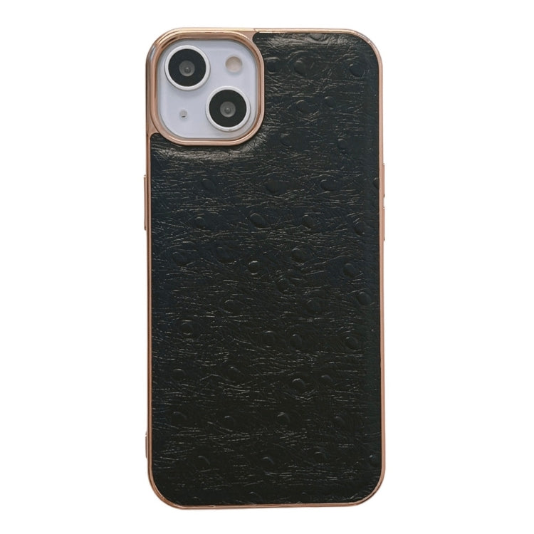 Custodia in vera pelle con texture di struzzo per iPhone 14