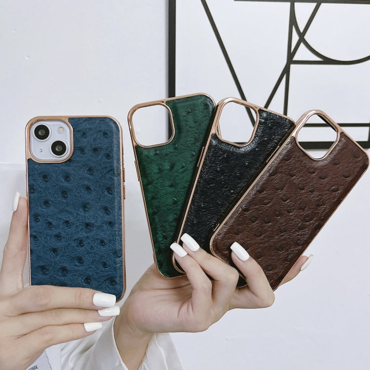 Custodia in vera pelle con texture di struzzo per iPhone 14