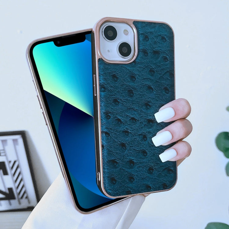 Custodia in vera pelle con texture di struzzo per iPhone 14