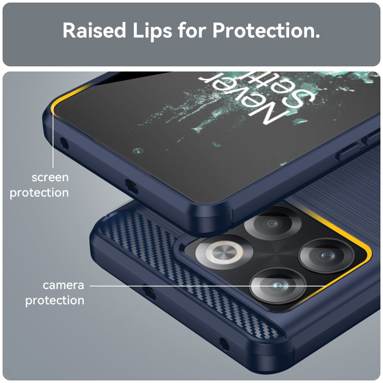 Custodia TPU in fibra di carbonio con trama spazzolata per OnePlus 10T, OnePlus