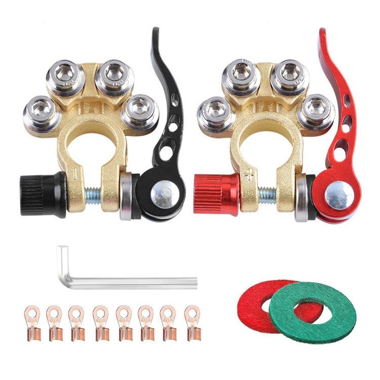 1 paio di terminali batteria per auto connettori cavi a disconnessione rapida, con chiave a L + terminale 40A + cuscinetto isolante, with L Wrench + 40A Terminal + Insulation Pad