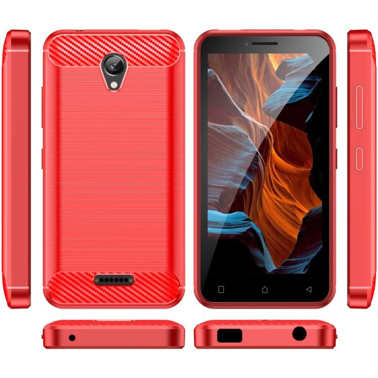 Custodia TPU in fibra di carbonio con trama spazzolata per Lenovo A1010, Vibe A