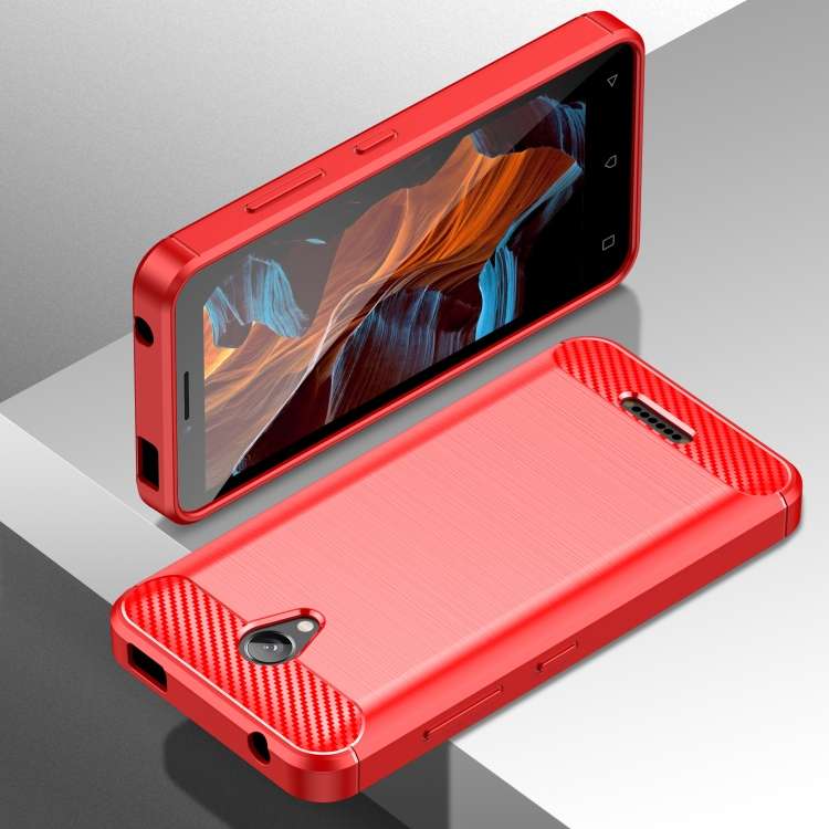 Custodia TPU in fibra di carbonio con trama spazzolata per Lenovo A1010, Vibe A