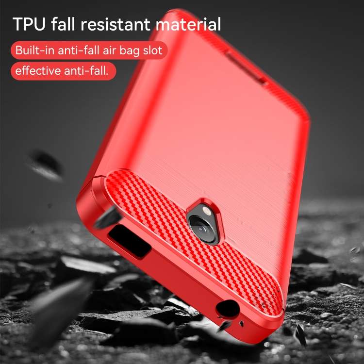 Custodia TPU in fibra di carbonio con trama spazzolata per Lenovo A1010, Vibe A