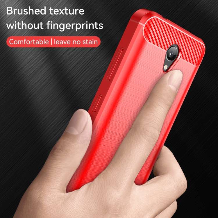 Custodia TPU in fibra di carbonio con trama spazzolata per Lenovo A1010, Vibe A