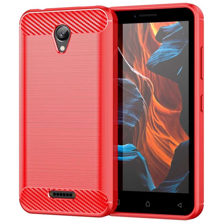 Custodia TPU in fibra di carbonio con trama spazzolata per Lenovo A1010, Vibe A